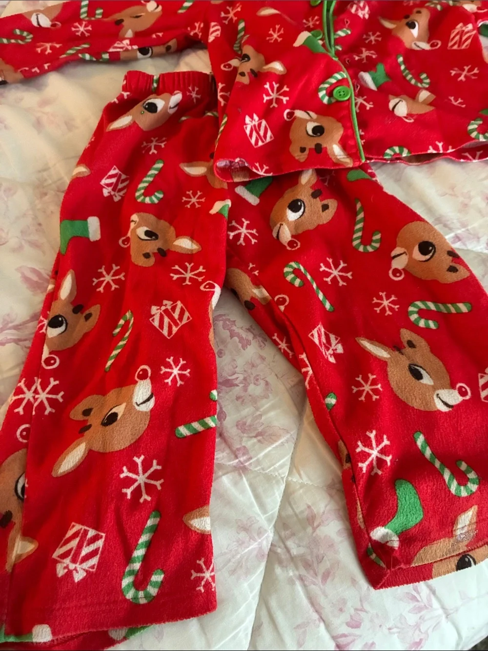 Toddler's Red Reindeer Holiday Pajama Set